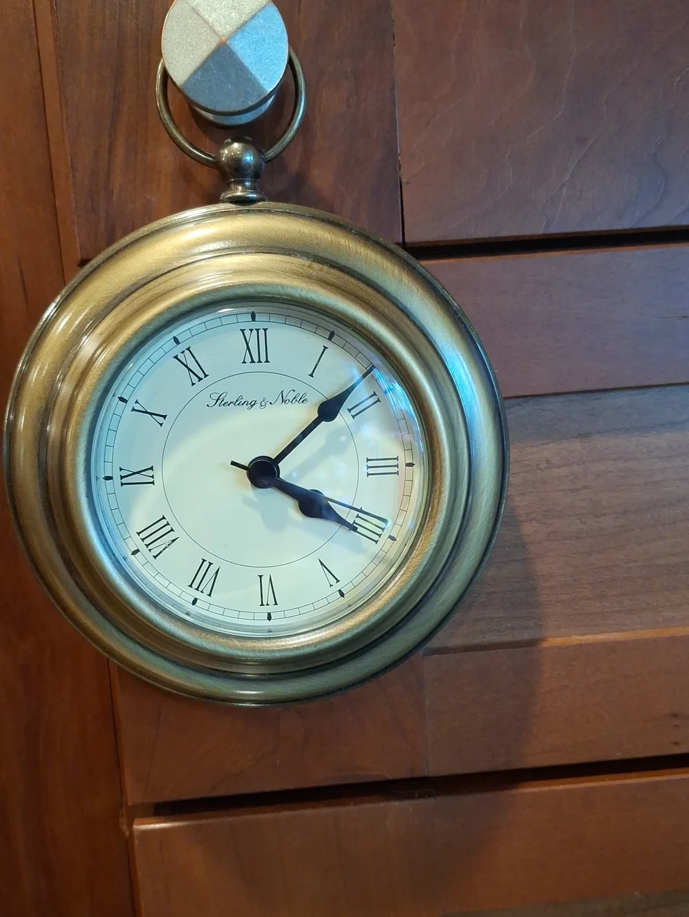 Vtg. Hanging Sterling & Noble Metal Wall Clock - Brass Finish Made In Taiwan